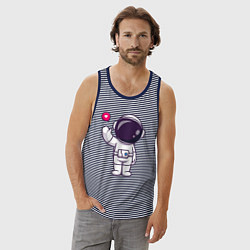 Майка мужская хлопок Hello spaceman, цвет: синяя тельняшка — фото 2