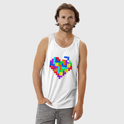 Майка мужская хлопок Color tetris, цвет: белый — фото 2
