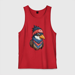 Майка мужская хлопок Птица в бандане в стиле Хип-хоп, цвет: красный