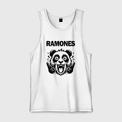 Майка мужская хлопок Ramones - rock panda, цвет: белый