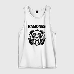 Майка мужская хлопок Ramones - rock panda, цвет: белый