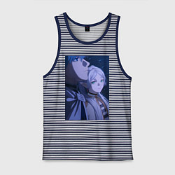 Майка мужская хлопок Провожающая в последний путь Фрирен, цвет: синяя тельняшка