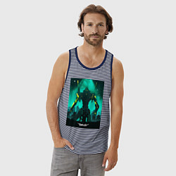 Майка мужская хлопок Евангелион Синдзи Икари, цвет: синяя тельняшка — фото 2