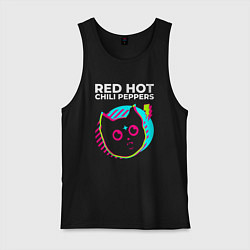 Майка мужская хлопок Red Hot Chili Peppers rock star cat, цвет: черный
