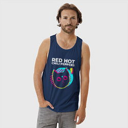 Майка мужская хлопок Red Hot Chili Peppers rock star cat, цвет: тёмно-синий — фото 2