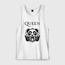 Майка мужская хлопок Queen - rock panda, цвет: белый