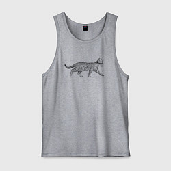 Майка мужская хлопок Новогодняя кошка гуляет, цвет: меланж