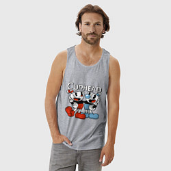 Майка мужская хлопок Cuphead and Mugman, цвет: меланж — фото 2