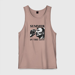 Майка мужская хлопок Лето в городе, цвет: пыльно-розовый