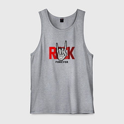Майка мужская хлопок Rock forever skeleton hand, цвет: меланж