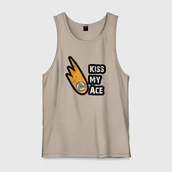 Майка мужская хлопок Kiss my ace volleyball, цвет: миндальный