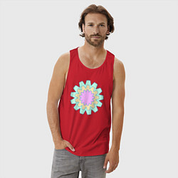 Майка мужская хлопок Круговые фигуры, цвет: красный — фото 2