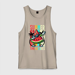 Майка мужская хлопок Летние вибрации, цвет: миндальный