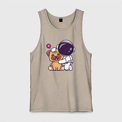 Мужская майка Космонавт и пёсик