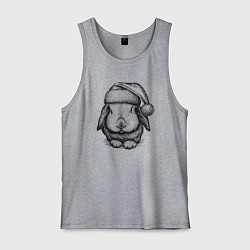 Майка мужская хлопок Новогодний зайченок, цвет: меланж