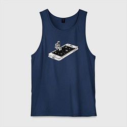 Майка мужская хлопок Космическая связь, цвет: тёмно-синий