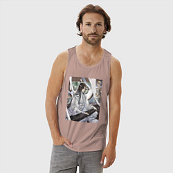 Майка мужская хлопок Ванцзи Лань, цвет: пыльно-розовый — фото 2