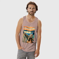 Майка мужская хлопок Капибара кричит - мем нейросеть, цвет: пыльно-розовый — фото 2