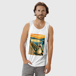 Майка мужская хлопок Тоторо кричит - мем нейросеть, цвет: белый — фото 2