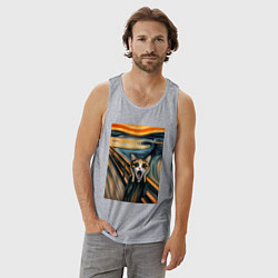 Майка мужская хлопок Кошка кричит - мем нейросеть, цвет: меланж — фото 2