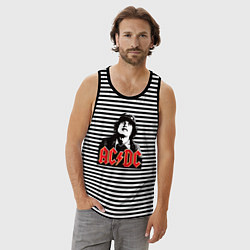 Майка мужская хлопок ACDC Angus Young rock, цвет: черная тельняшка — фото 2