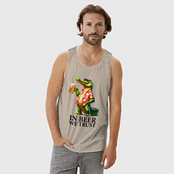 Майка мужская хлопок Мы верим в пиво - девиз, цвет: миндальный — фото 2