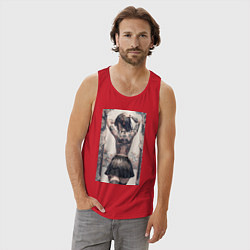 Майка мужская хлопок Татуированная спина девушки, цвет: красный — фото 2