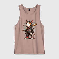 Майка мужская хлопок Bully with a baseball bat - ai art fantasy, цвет: пыльно-розовый