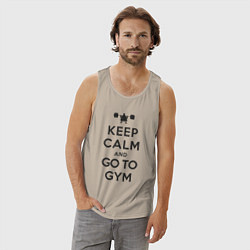 Майка мужская хлопок Go to gym, цвет: миндальный — фото 2