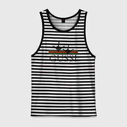 Майка мужская хлопок Гусси - лапы, цвет: черная тельняшка