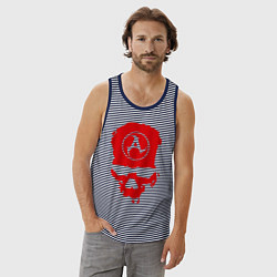 Майка мужская хлопок Amatory Skull, цвет: синяя тельняшка — фото 2