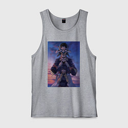 Майка мужская хлопок Моя геройская академия Всемогущий Идзуку Мидория, цвет: меланж