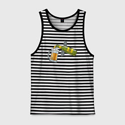 Майка мужская хлопок Ангельское пиво, цвет: черная тельняшка