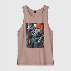 Мужская майка Ленин в кожанке - киберпанк