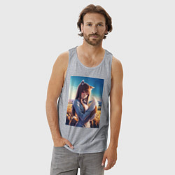 Майка мужская хлопок Волчица и пряности Холо в поле, цвет: меланж — фото 2