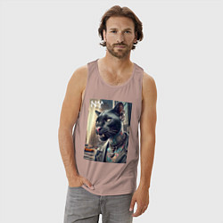 Майка мужская хлопок Cool dude panther from New York - ai art, цвет: пыльно-розовый — фото 2