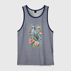 Мужская майка Красивая голубая птица среди цветов