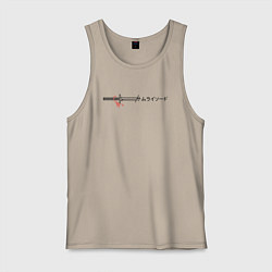 Майка мужская хлопок Катана самурая - японский стиль, цвет: миндальный