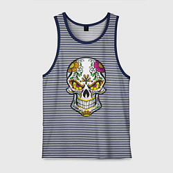 Мужская майка Череп в цветочках