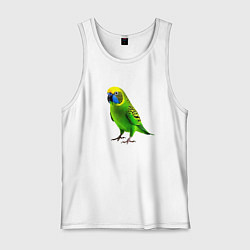 Майка мужская хлопок Зеленый попугай, цвет: белый
