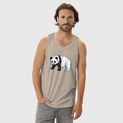 Майка мужская хлопок Панда медведь, цвет: миндальный — фото 2