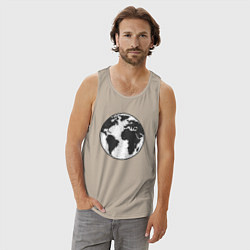 Майка мужская хлопок Planet earth, цвет: миндальный — фото 2