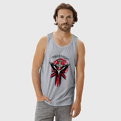 Майка мужская хлопок Вороны воины и символика воина - молот тора, цвет: меланж — фото 2