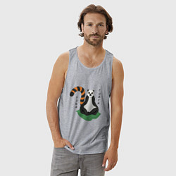 Майка мужская хлопок Узбагойся лемур мадагаскарский и надпись, цвет: меланж — фото 2