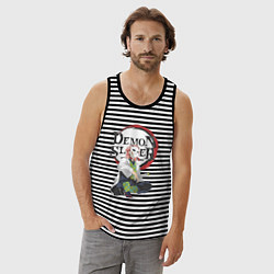 Майка мужская хлопок Клинок рассекающий демонов Сабито, цвет: черная тельняшка — фото 2