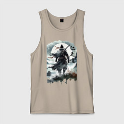 Майка мужская хлопок Призрак Цусимы - Японский самурай, цвет: миндальный