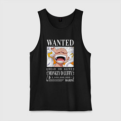 Майка мужская хлопок Monkey D Luffy - wanted, цвет: черный