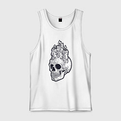 Майка мужская хлопок Череп и свечи, цвет: белый