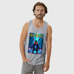 Майка мужская хлопок Cyber terrible Pikachu - neon glow, цвет: меланж — фото 2