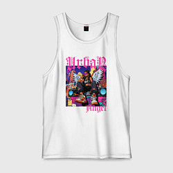 Майка мужская хлопок Городская девушка ангел в стиле хип-хоп, цвет: белый